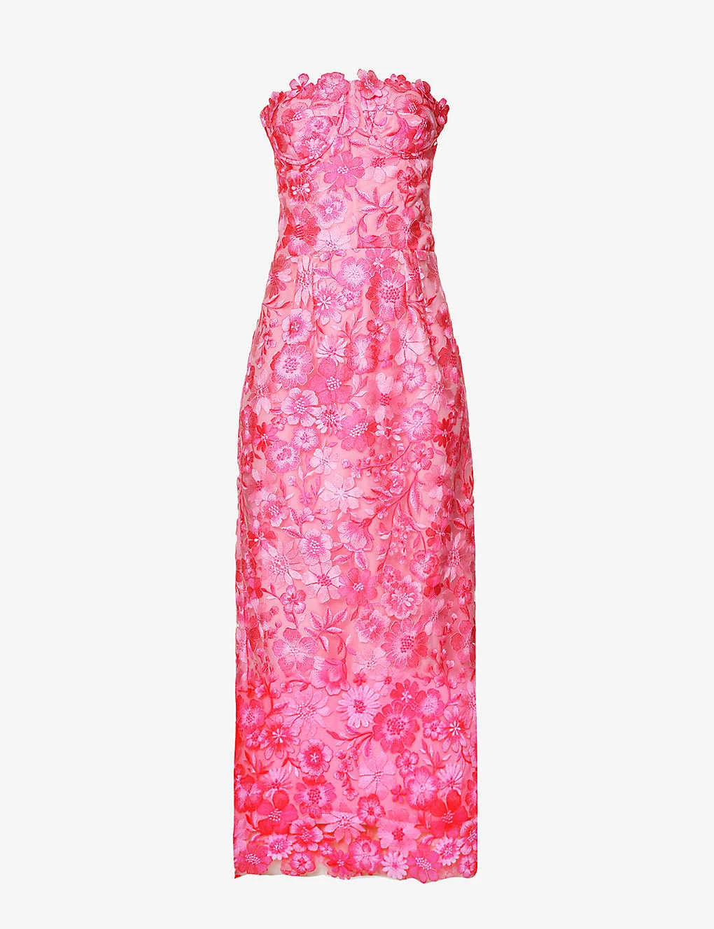 Floral-embroidered Corseted Woven Midi Dress 3 Floral-embroidered Corseted Woven Midi Dress