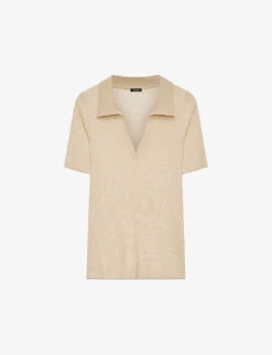 Joseph Wide-collar V-neck Regular-fit Knit Polo Top