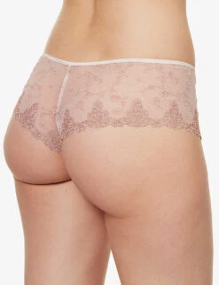 Passionata White Nights Lace-embellished Stretch-mesh Briefs 9 Passionata White Nights Lace-embellished Stretch-mesh Briefs -Sweaty Betty Store R04170047 0R1PEARLSIROCCO ALT03