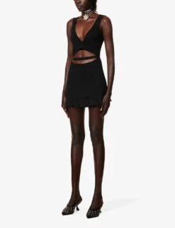 Peephole Cut-out Cotton-blend Mini Dress 9 Peephole Cut-out Cotton-blend Mini Dress -Sweaty Betty Store R04170534 BLACK ALT02