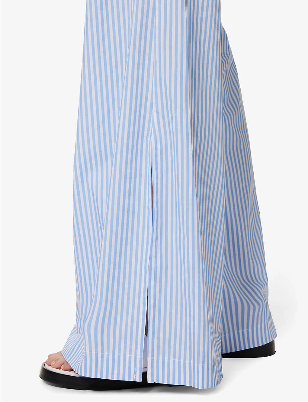 Striped Elasticated-waist Wide-leg Mid-rise Cotton Trousers 8 Striped Elasticated-waist Wide-leg Mid-rise Cotton Trousers - Image 6