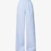 Striped Elasticated-waist Wide-leg Mid-rise Cotton Trousers 1 Striped Elasticated-waist Wide-leg Mid-rise Cotton Trousers -Sweaty Betty Store R04170817 BLUEWHITESTRIPE M