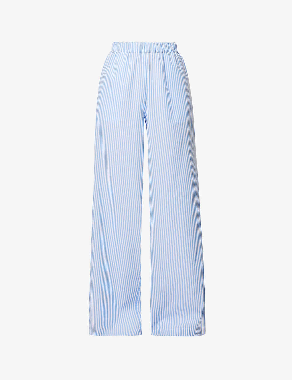 Striped Elasticated-waist Wide-leg Mid-rise Cotton Trousers 3 Striped Elasticated-waist Wide-leg Mid-rise Cotton Trousers