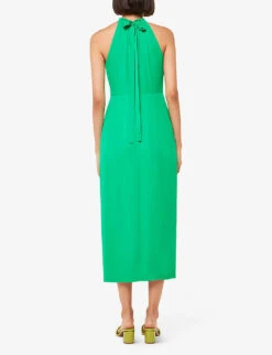 Whistles Eliza Halterneck Side-slit Woven Midi Dress 10 Whistles Eliza Halterneck Side-slit Woven Midi Dress -Sweaty Betty Store R04171133 GREEN ALT03