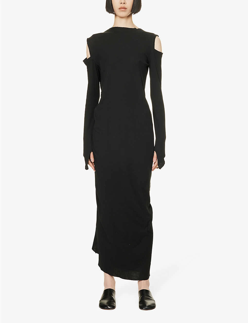 Exposed-shoulder Long-sleeved Cotton Maxi Dress 5 Exposed-shoulder Long-sleeved Cotton Maxi Dress - Image 3