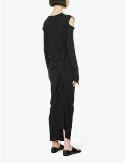 Exposed-shoulder Long-sleeved Cotton Maxi Dress 11 Exposed-shoulder Long-sleeved Cotton Maxi Dress -Sweaty Betty Store R04171262 BLACK ALT03