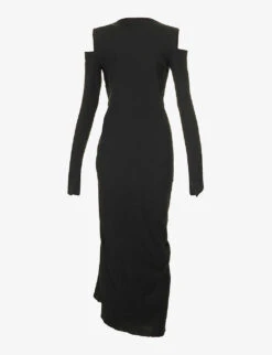 Exposed-shoulder Long-sleeved Cotton Maxi Dress