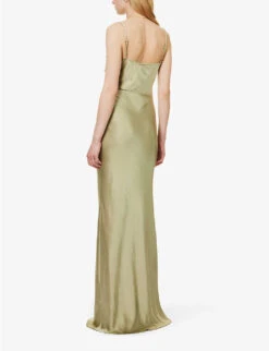 Keisha Cowl-neck Satin Bridesmaid Dress 10 Keisha Cowl-neck Satin Bridesmaid Dress -Sweaty Betty Store R04171517 OLIVE ALT03