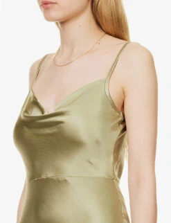 Keisha Cowl-neck Satin Bridesmaid Dress 11 Keisha Cowl-neck Satin Bridesmaid Dress -Sweaty Betty Store R04171517 OLIVE ALT04