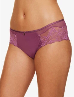 Chantelle Orangerie Floral-embroidered Stretch-woven Briefs -Sweaty Betty Store R04171580 01YTANNIN ALT02