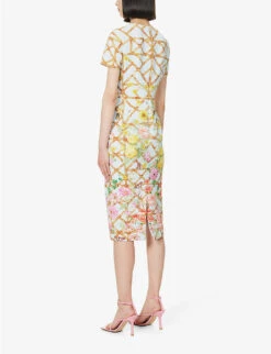 Naomi Graphic-print Stretch-woven Midi Dress 10 Naomi Graphic-print Stretch-woven Midi Dress -Sweaty Betty Store R04171620 BLUESKYLATTICE ALT03