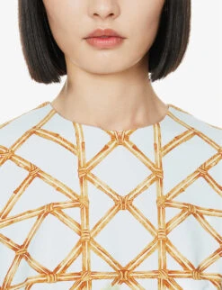 Naomi Graphic-print Stretch-woven Midi Dress 11 Naomi Graphic-print Stretch-woven Midi Dress -Sweaty Betty Store R04171620 BLUESKYLATTICE ALT04