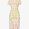 Naomi Graphic-print Stretch-woven Midi Dress -Sweaty Betty Store R04171620 BLUESKYLATTICE M