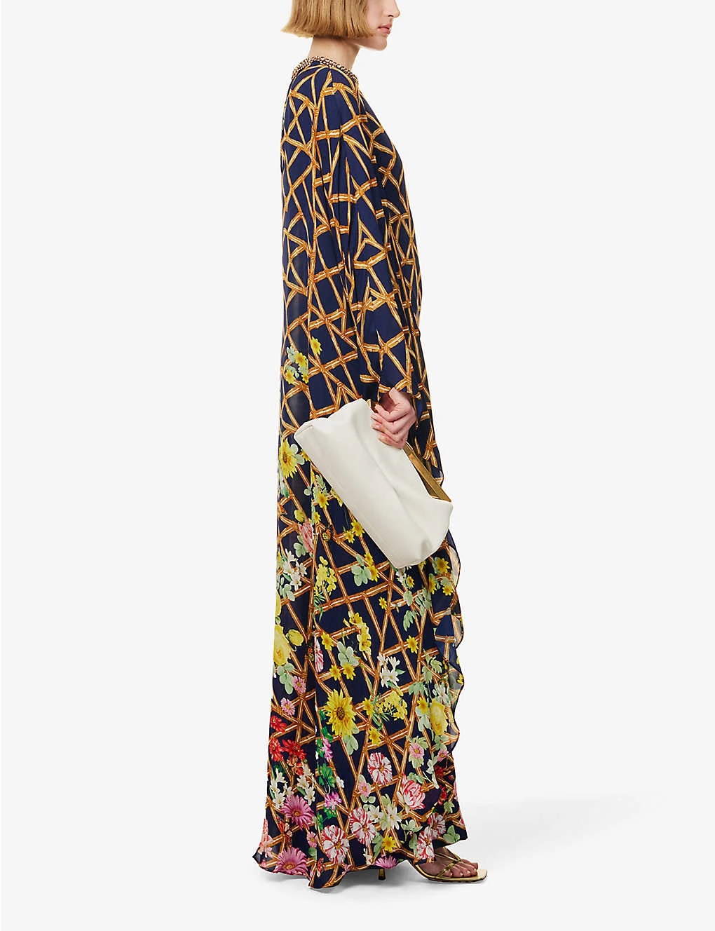 Floral-print Cape-sleeve Silk-crepe Kaftan Maxi Dress 3 Floral-print Cape-sleeve Silk-crepe Kaftan Maxi Dress - Image 2