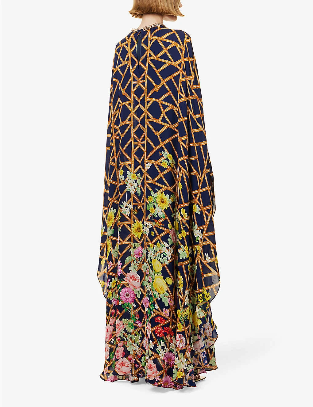 Floral-print Cape-sleeve Silk-crepe Kaftan Maxi Dress 5 Floral-print Cape-sleeve Silk-crepe Kaftan Maxi Dress - Image 4