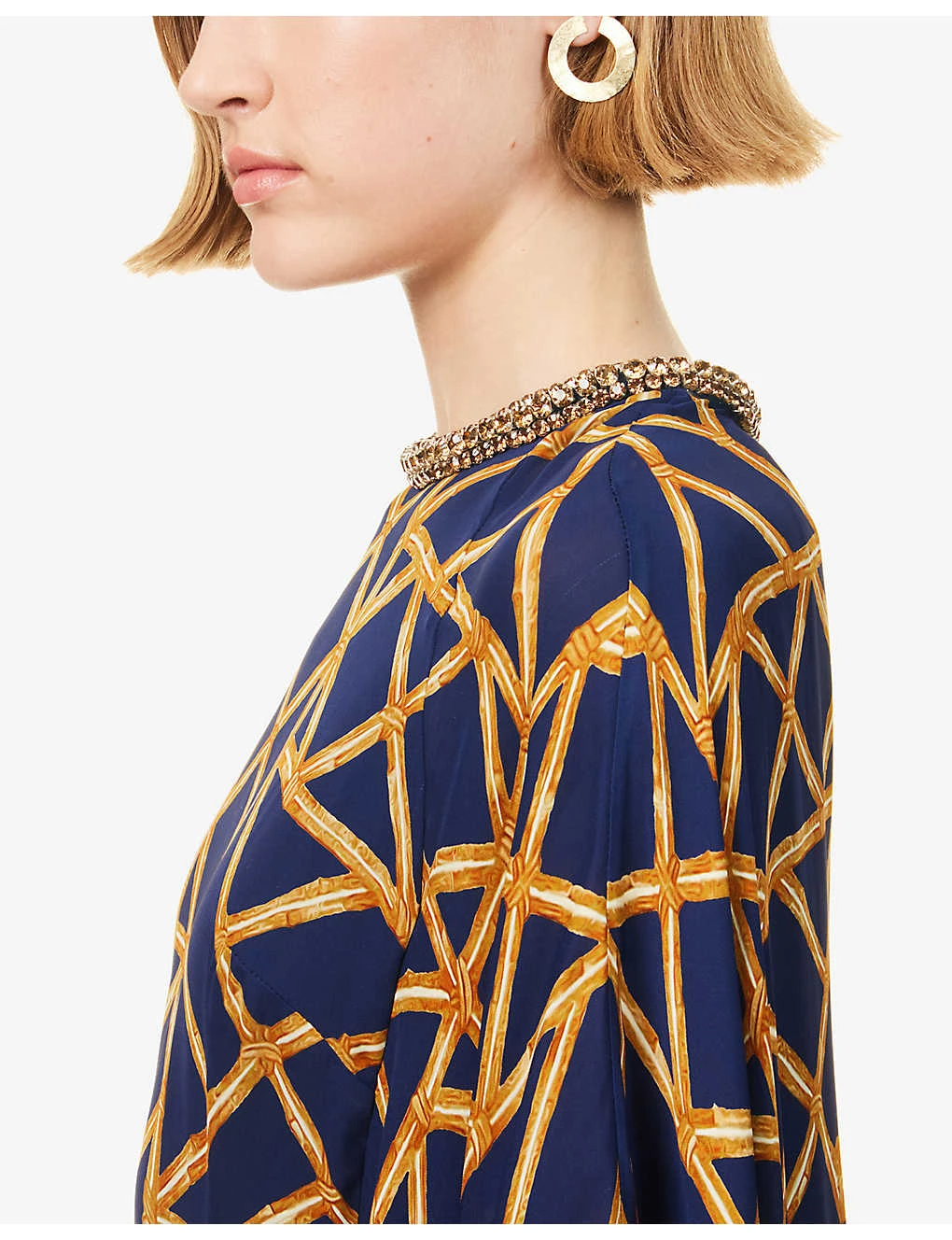 Floral-print Cape-sleeve Silk-crepe Kaftan Maxi Dress 6 Floral-print Cape-sleeve Silk-crepe Kaftan Maxi Dress - Image 5