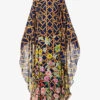 Floral-print Cape-sleeve Silk-crepe Kaftan Maxi Dress -Sweaty Betty Store R04171627 MIDNIGHTLATTICE M