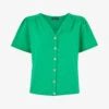 Whistles Maeve V-neck Button-down Cotton T-shirt 2 Whistles Maeve V-neck Button-down Cotton T-shirt -Sweaty Betty Store R04174111 GREEN M