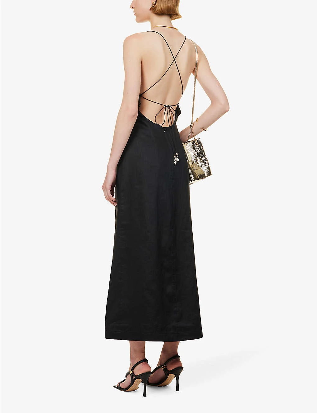 Zimmermann Halcyon V-neck Split-hem Linen Midi Dress 4 Zimmermann Halcyon V-neck Split-hem Linen Midi Dress - Image 2