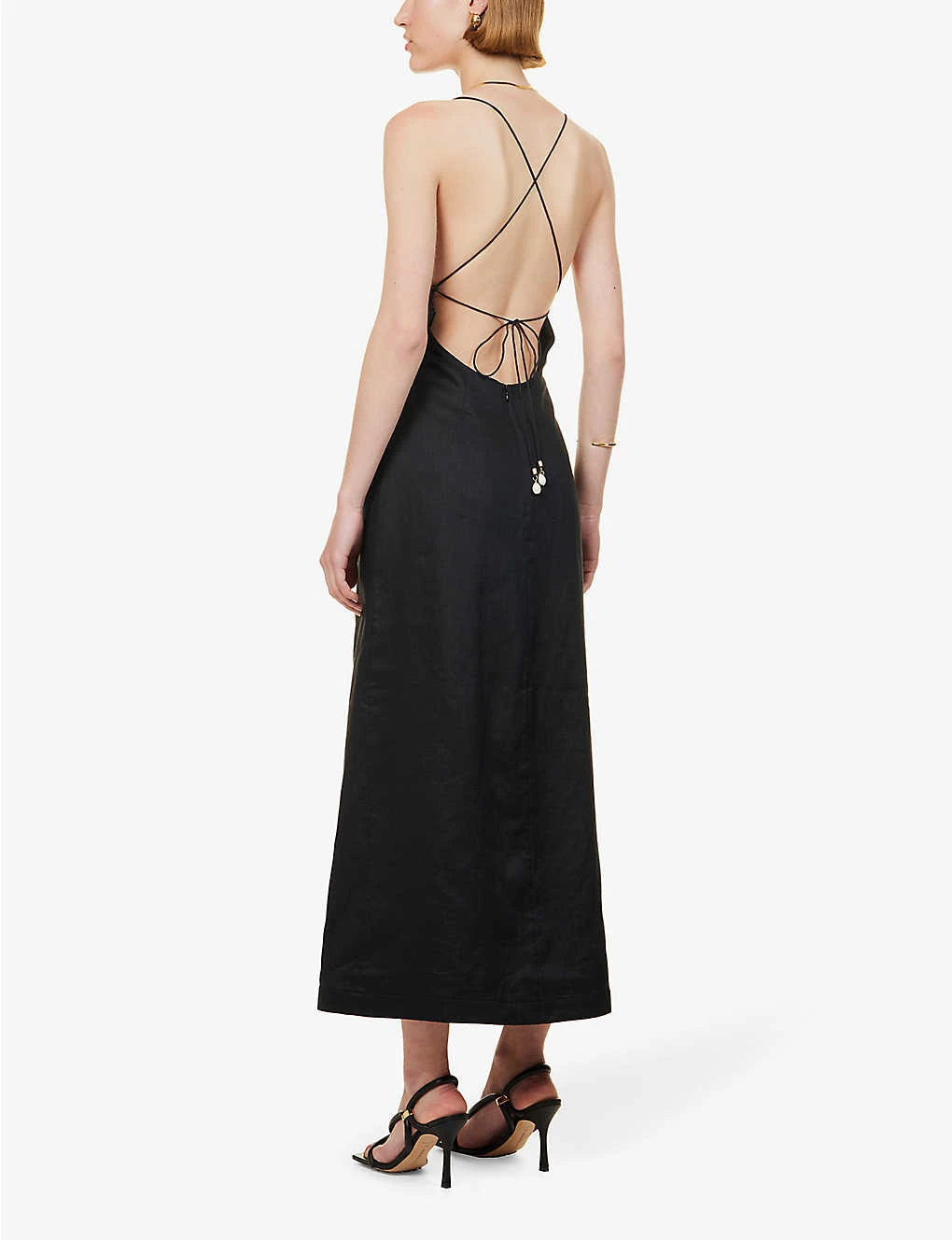 Zimmermann Halcyon V-neck Split-hem Linen Midi Dress 6 Zimmermann Halcyon V-neck Split-hem Linen Midi Dress - Image 4