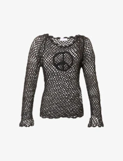 ERL Hand-crocheted Graphic-appliqué Organic-cotton Top