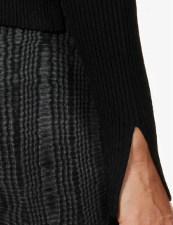 Arenaria Polo Split-hem Knitted Top -Sweaty Betty Store R04174796 BLACK ALT06