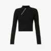 Arenaria Polo Split-hem Knitted Top 2 Arenaria Polo Split-hem Knitted Top -Sweaty Betty Store R04174796 BLACK M