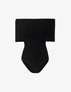 Off-the-shoulder Slim-fit Knitted Bodysuit