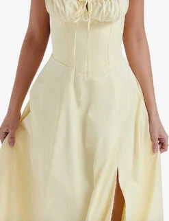 Carmen Gathered-cup Stretch Cotton-blend Midi Dress 10 Carmen Gathered-cup Stretch Cotton-blend Midi Dress -Sweaty Betty Store R04179414 BUTTERCUP ALT04