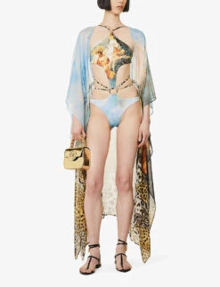 Roberto Cavalli Graphic-pattern Cut-out Swimsuit -Sweaty Betty Store R04179653 MULTICOLOUR ALT01