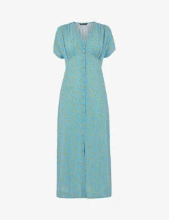 Whistles Floral Crescent-print Woven Midi Dress