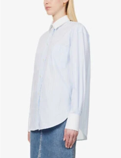 Victoria Beckham Striped Patch-pocket Cotton Shirt 10 Victoria Beckham Striped Patch-pocket Cotton Shirt -Sweaty Betty Store R04180525 SKYBLUEWHITE ALT02