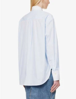 Victoria Beckham Striped Patch-pocket Cotton Shirt 11 Victoria Beckham Striped Patch-pocket Cotton Shirt -Sweaty Betty Store R04180525 SKYBLUEWHITE ALT03