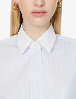 Victoria Beckham Striped Patch-pocket Cotton Shirt 12 Victoria Beckham Striped Patch-pocket Cotton Shirt -Sweaty Betty Store R04180525 SKYBLUEWHITE ALT04