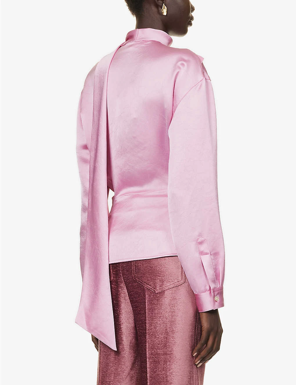 Victoria Beckham Self-tie Draped-panel Woven Shirt 6 Victoria Beckham Self-tie Draped-panel Woven Shirt - Image 4