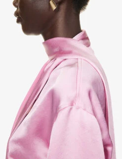 Victoria Beckham Self-tie Draped-panel Woven Shirt 11 Victoria Beckham Self-tie Draped-panel Woven Shirt -Sweaty Betty Store R04180526 ROSE ALT04