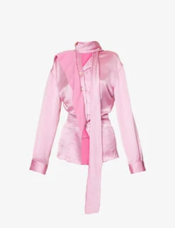 Victoria Beckham Self-tie Draped-panel Woven Shirt