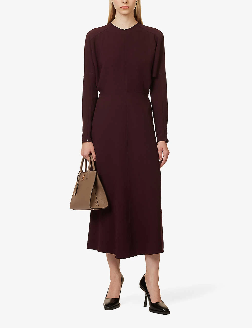 Victoria Beckham Dolman Long-sleeved Crepe Midi Dress 4 Victoria Beckham Dolman Long-sleeved Crepe Midi Dress - Image 2