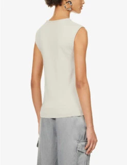 Dries Van Noten Ribbed Round-neck Wool Knitted Vest 10 Dries Van Noten Ribbed Round-neck Wool Knitted Vest -Sweaty Betty Store R04180738 ECRU ALT03