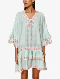 By Malina Kyla Tiered Woven Mini Dress 9 By Malina Kyla Tiered Woven Mini Dress -Sweaty Betty Store R04180753 PASTELPALMMINT ALT02