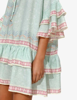 By Malina Kyla Tiered Woven Mini Dress 11 By Malina Kyla Tiered Woven Mini Dress -Sweaty Betty Store R04180753 PASTELPALMMINT ALT04