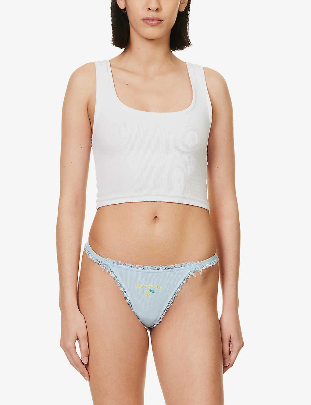 Fruity Slogan-embroidered Stretch-jersey Thong 4 Fruity Slogan-embroidered Stretch-jersey Thong - Image 2