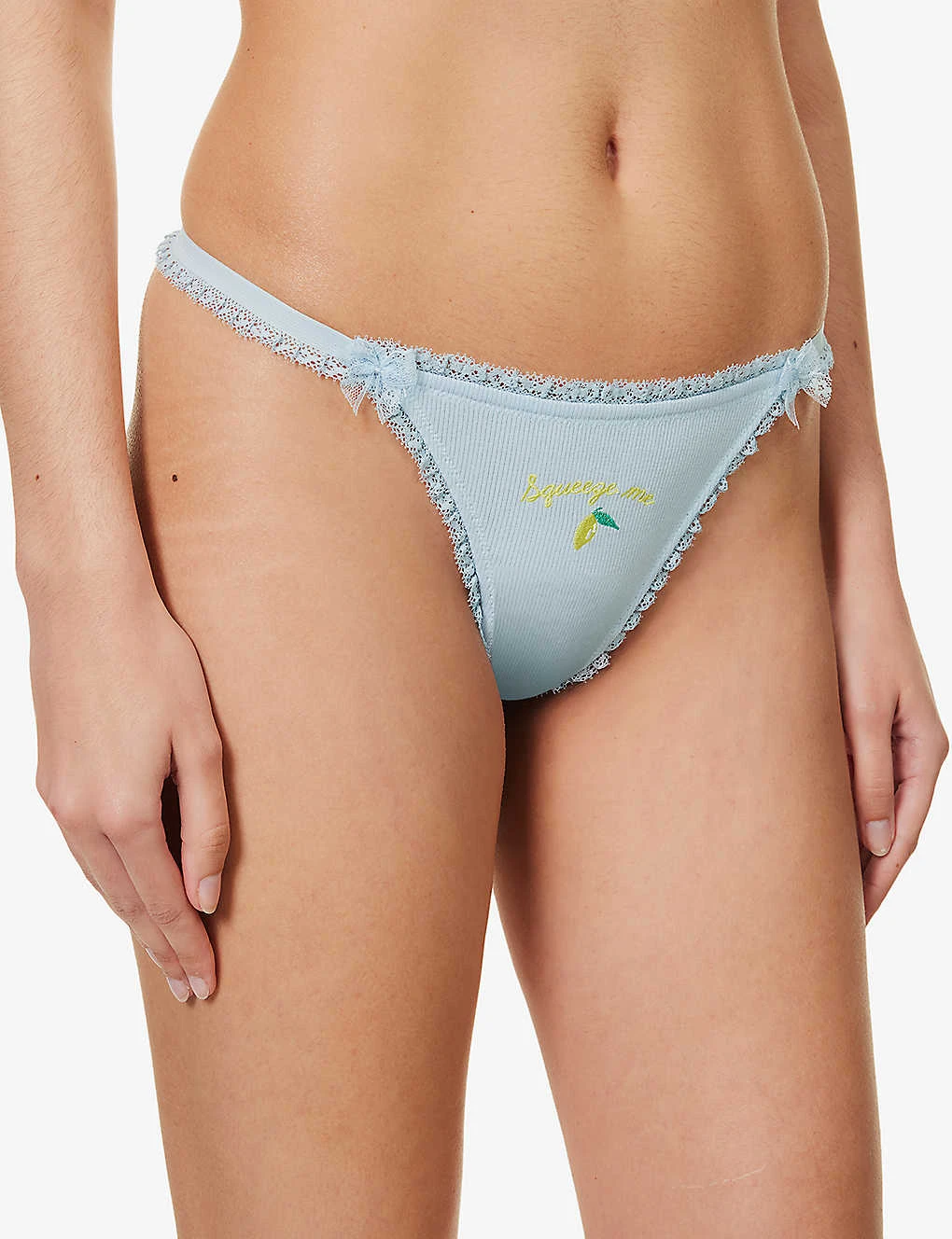 Fruity Slogan-embroidered Stretch-jersey Thong 5 Fruity Slogan-embroidered Stretch-jersey Thong - Image 3