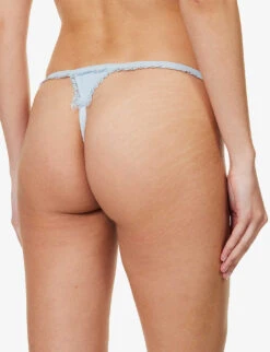 Fruity Slogan-embroidered Stretch-jersey Thong 9 Fruity Slogan-embroidered Stretch-jersey Thong -Sweaty Betty Store R04180954 BLUE ALT03