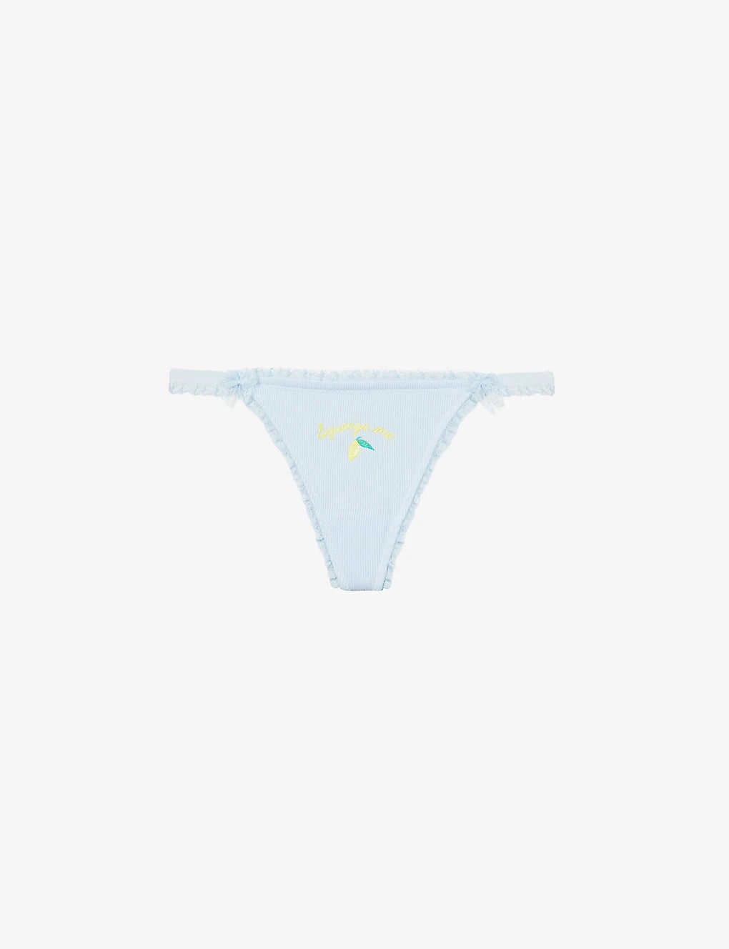 Fruity Slogan-embroidered Stretch-jersey Thong 3 Fruity Slogan-embroidered Stretch-jersey Thong