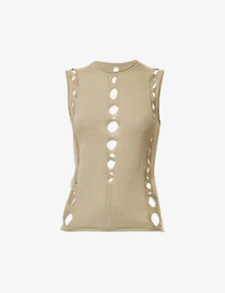 Dion Lee Snake Cut-out Raw-trims Knitted Top