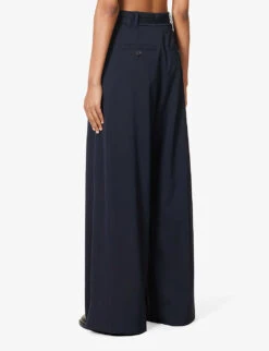 ME AND EM Wide-leg High-rise Stretch-woven Trousers -Sweaty Betty Store R04181857 NAVY ALT03
