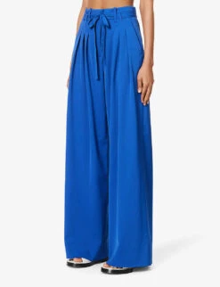 ME AND EM Pleated Wide-leg High-rise Stretch-woven Trousers -Sweaty Betty Store R04181859 ELECTRICBLUE ALT02