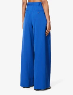 ME AND EM Pleated Wide-leg High-rise Stretch-woven Trousers -Sweaty Betty Store R04181859 ELECTRICBLUE ALT03