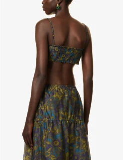 Valerio Ruched Floral-print Cotton And Silk-blend Top 10 Valerio Ruched Floral-print Cotton And Silk-blend Top -Sweaty Betty Store R04181993 JARDIN ALT03